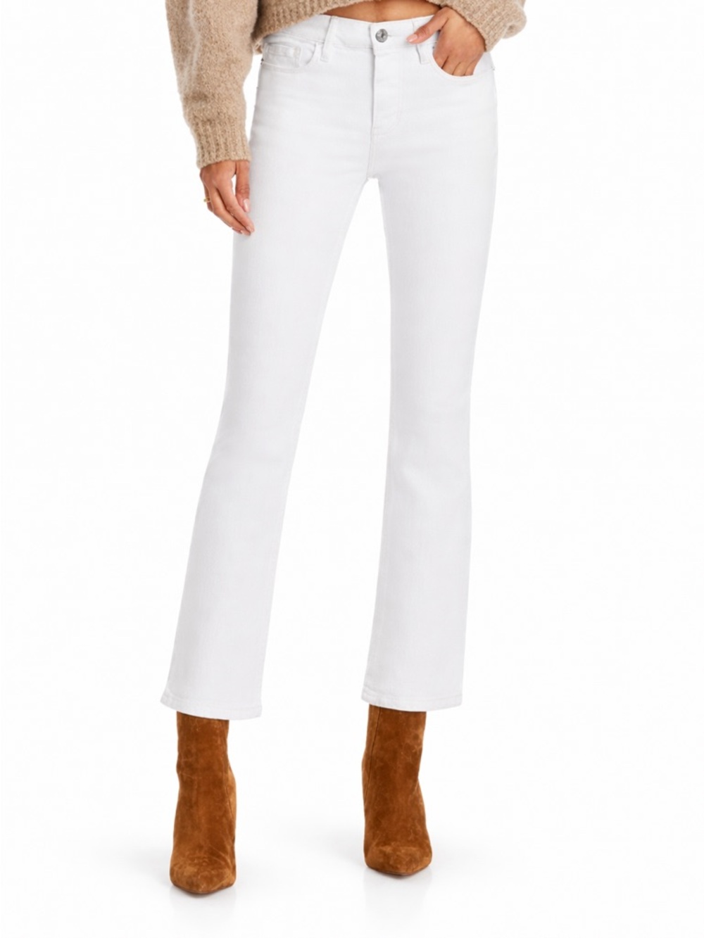 FRAME Le Crop Mini Boot Jeans Ivory Size 27 Cropped Bootcut